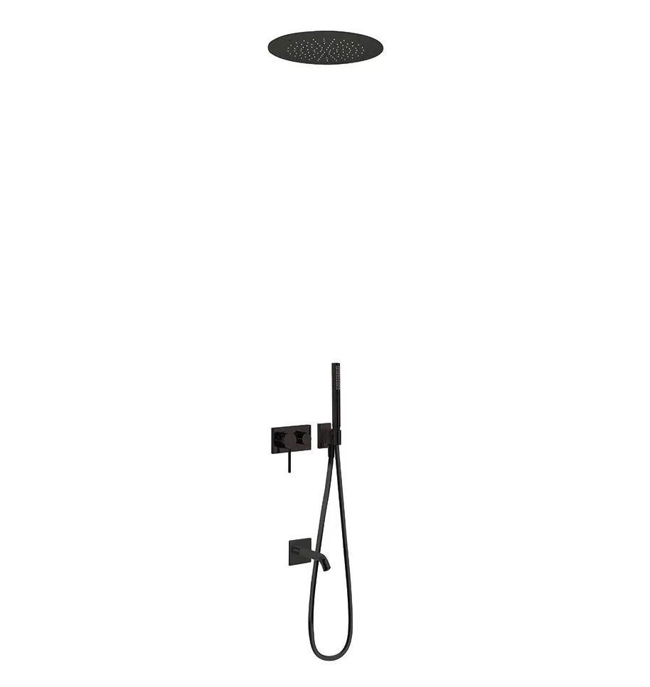 Kit de ducha con grifo monomando de varias salidas fabricado en latón con acabado negro TRES 0