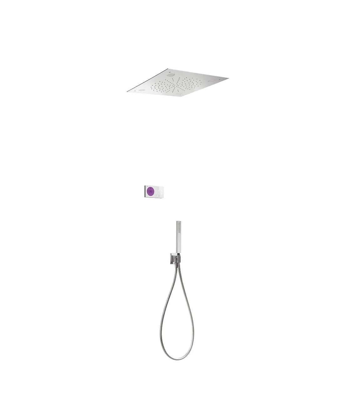 Kit de ducha con panel digital termostático y electrónico de latón con dos vías cuerpo cuadrado TRES 0