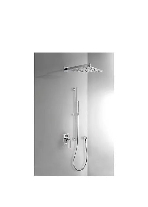 Kit de ducha para empotrar con barra deslizante de latón acabado cromado Cuadro Tres 0