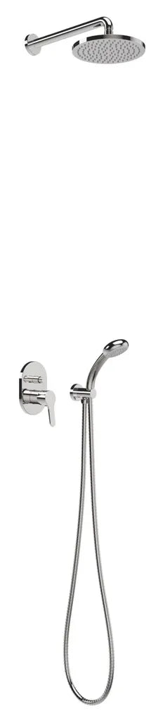 Kit de grifo monomando con brazo de pared para ducha rociador cromado Base Tres 0