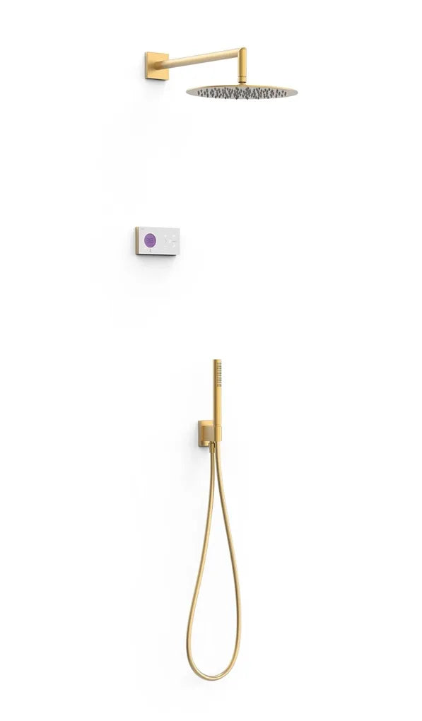 Kit de grifo termostático de dos vías en latón y acero inoxidable acabado oro mate SHOWER TECHNOLOGY TRES 0