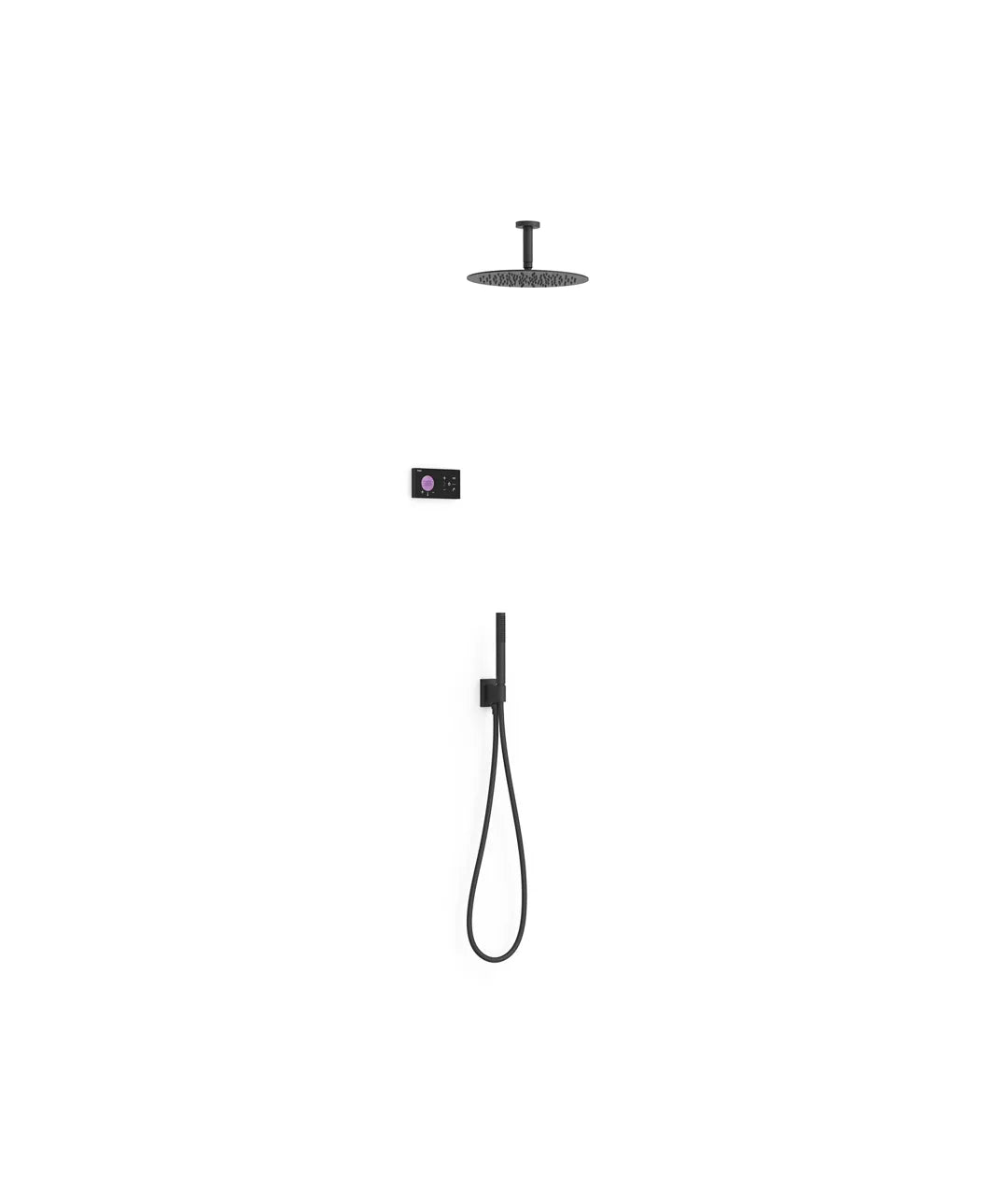 Kit de grifo termostático electrónico con dos vías para ducha con acabado negro mate Shower Tres 0