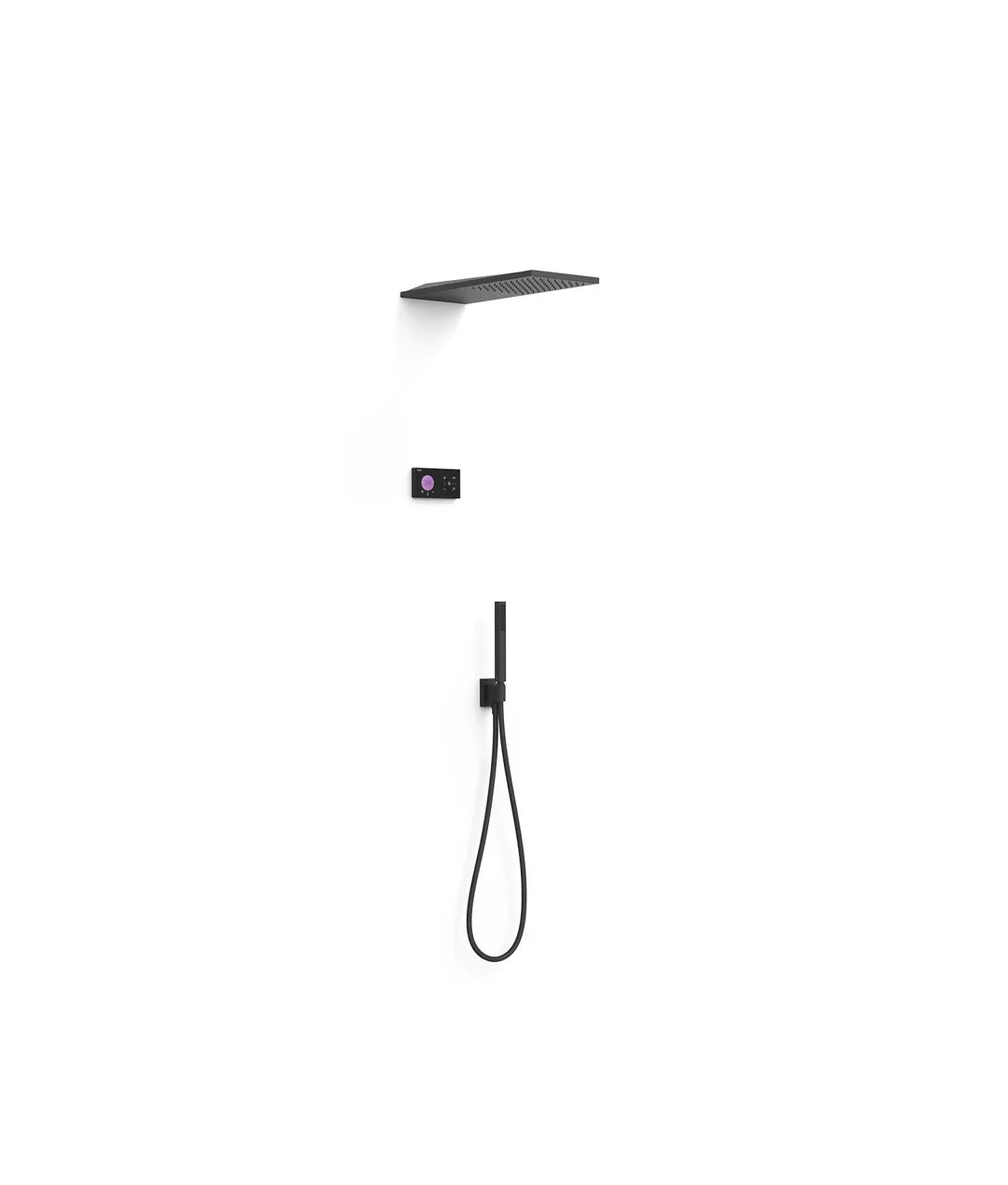 Kit de grifo termostático electrónico de dos vías para ducha e hidromasaje con acabado negro mate Shower Tres 0