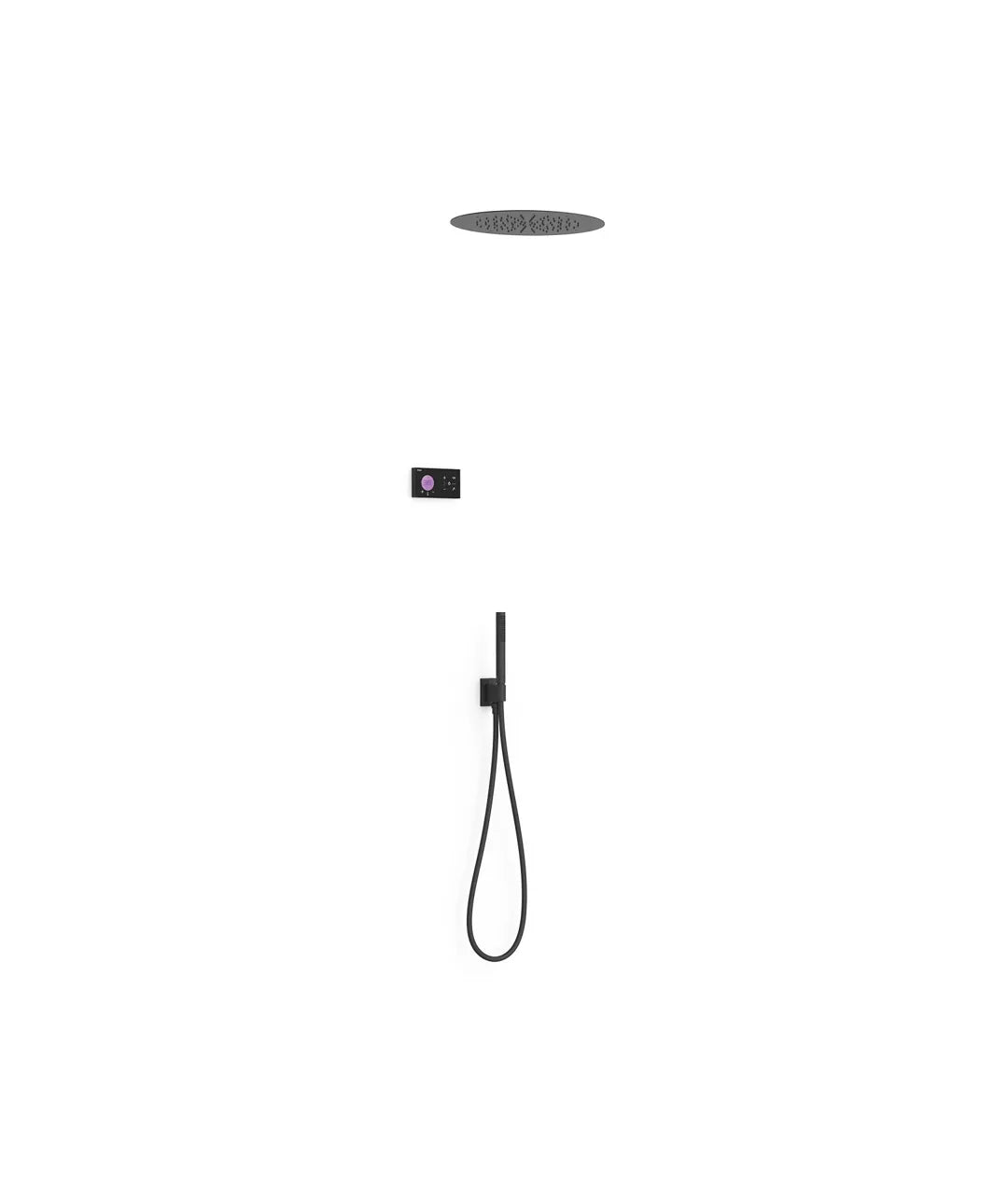 Kit de grifo termostático electrónico empotrado con doble vía para ducha acabado negro mate Shower Tres 0
