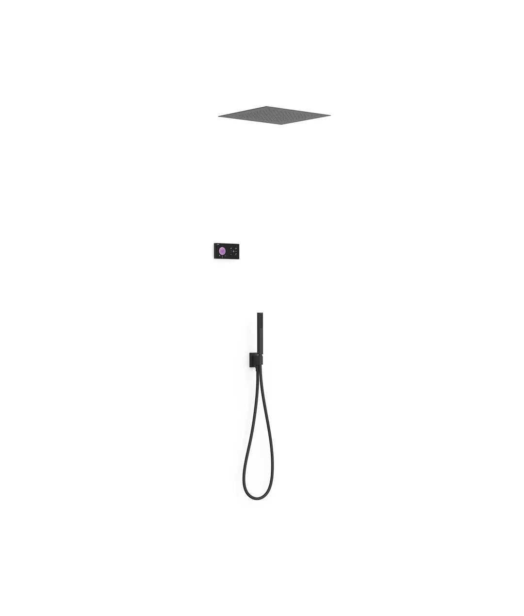 Kit de grifo termostático electrónico y empotrado con salidas para ducha en acabado negro mate Shower Tres 0