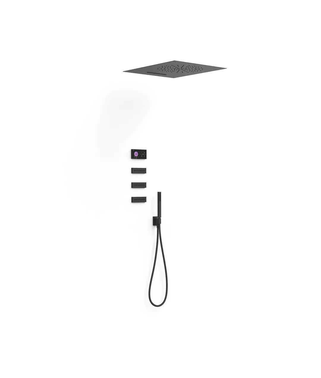 Kit de grifo termostático electrónico y empotrado con salidas para ducha en negro mate Shower Tres 0