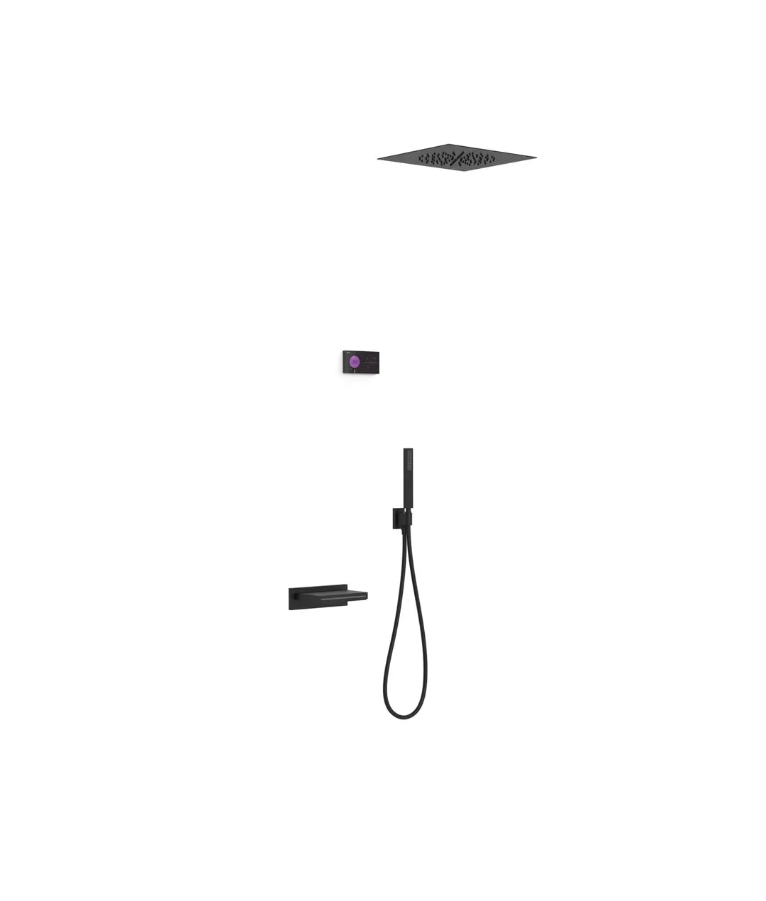 Kit de grifo termostático electrónico y empotrado para bañera y ducha con acabado negro mate Shower Tres 0
