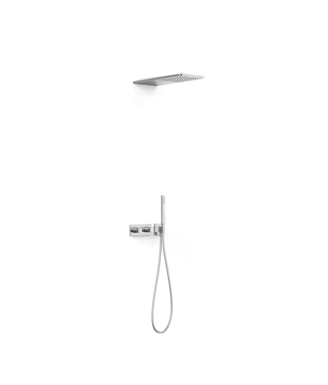 Kit de rociador de ducha con volante rectangular acabado cromo y teleducha con grifo termostático SLIM EXCLUSIVE TRES 0