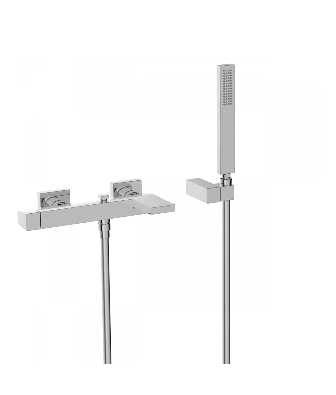 Kit monomando móvil para bañera y ducha con soporte mural de latón con acabado cromado TRES SLIM 0