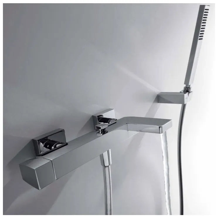 Kit monomando móvil para bañera y ducha con soporte mural de latón con acabado cromado TRES SLIM 1