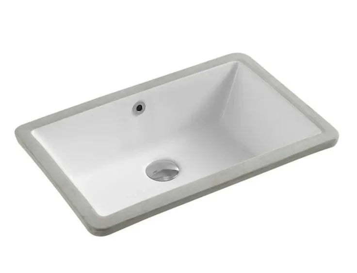 Lavabo bajoencimera rectangular cerámico blanco con rebosadero NUE de Aquore 0