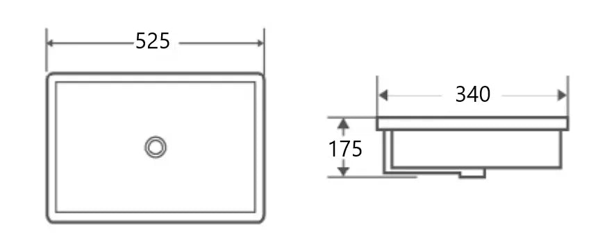 Lavabo bajoencimera rectangular cerámico blanco con rebosadero NUE de Aquore 2