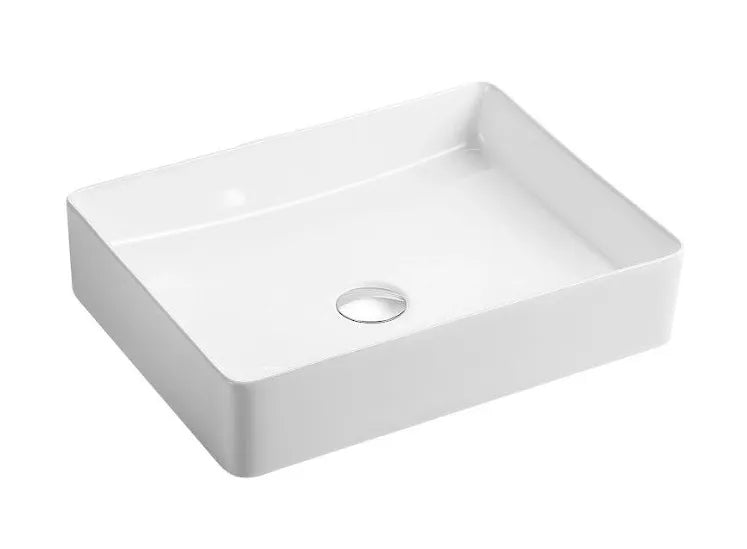 Lavabo sobre encimera de cerámica blanco con bordes finos y curvos elegante compacto QTRO 47 de Aquore 0