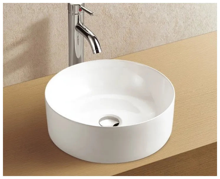 Lavabo sobreencimera blanco redondo de cerámica acabado liso Spin 41 de Aquore 1