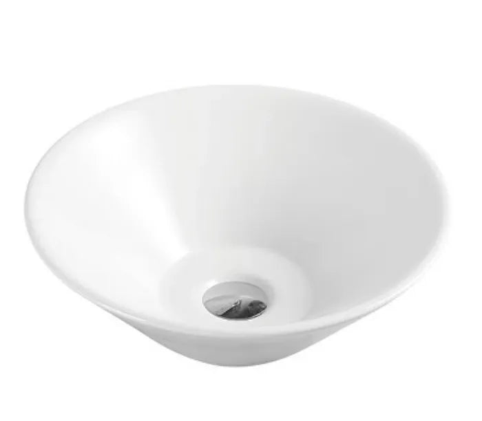 Lavabo sobreencimera blanco redondo de cerámica moderno y compacto sin grifería Spin 43 B de Aquore 0