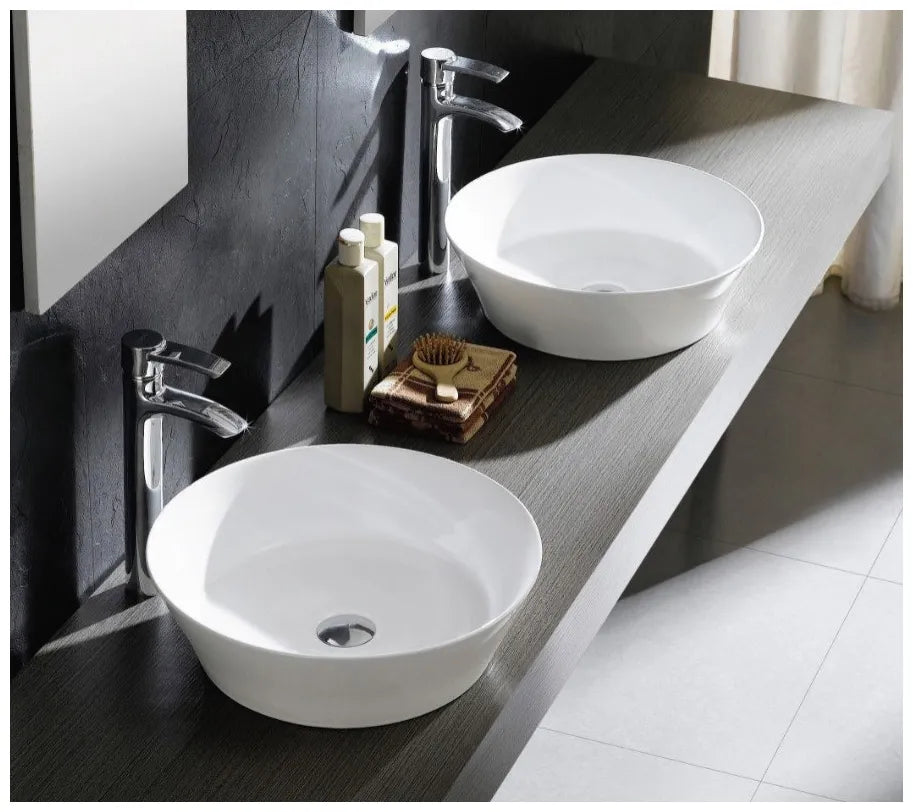 Lavabo sobreencimera blanco redondo de cerámica Spin 36 B de Aquore 2