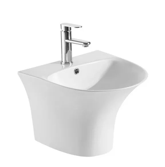 Lavabo suspendido blanco cerámico con semipedestal Zento 47 de Aquore 0