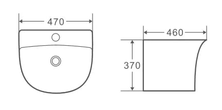 Lavabo suspendido blanco cerámico con semipedestal Zento 47 de Aquore 3