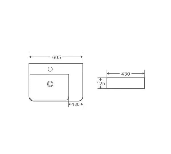 Lavabo suspendido blanco rectangular de cerámica Vento de Aquore 1