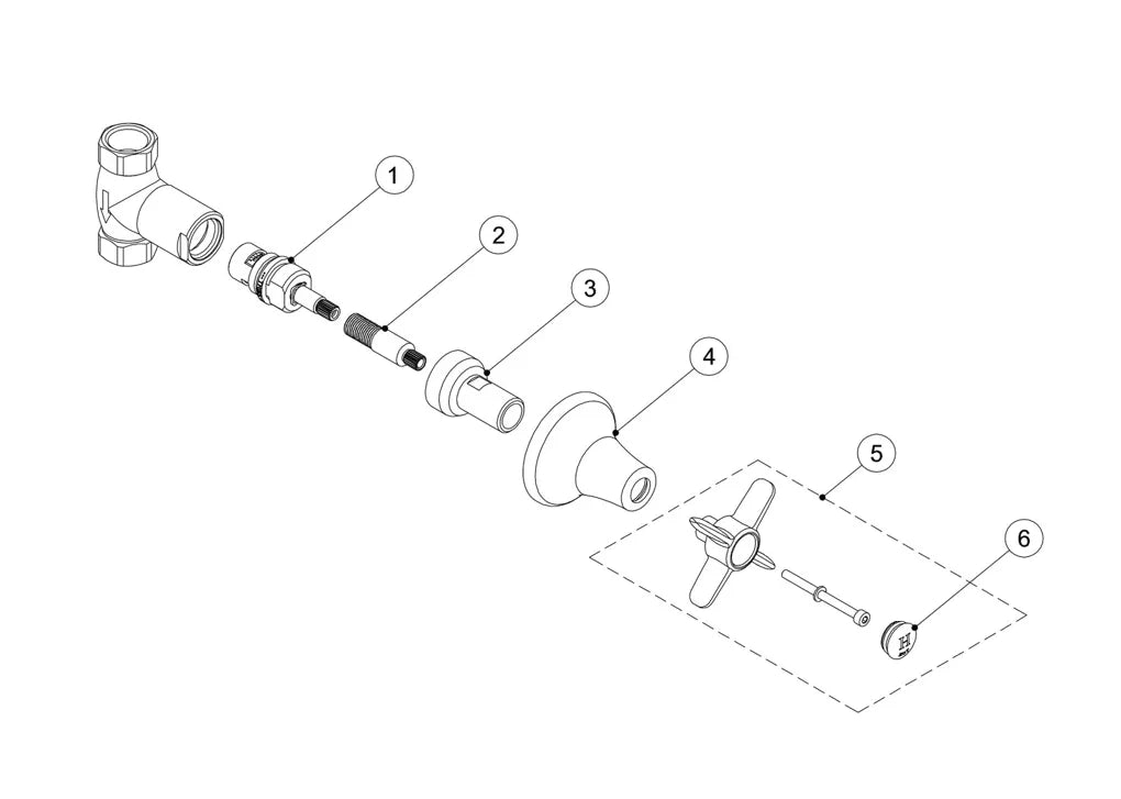 Llave de paso empotrada con acabado cromado Clasic TRES 2