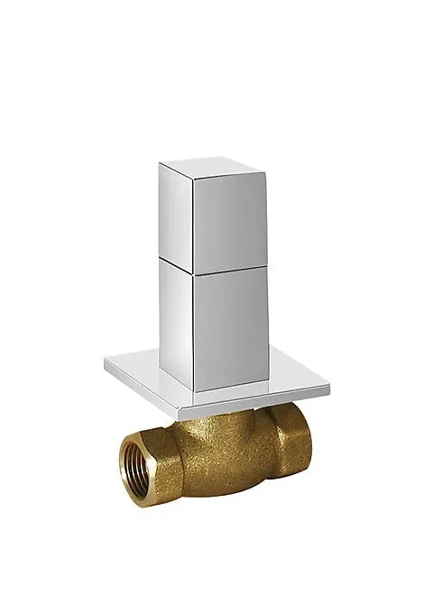 Llave de paso para el baño con conexiones de forma cuadrada fabricada en latón con acabado cromado Cuadro TRES 0