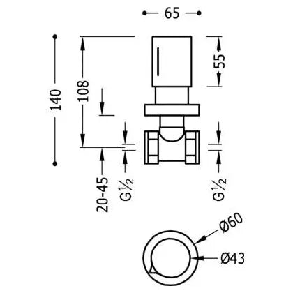 Llave de paso redonda para baño con acabado cromado Max Tres 1