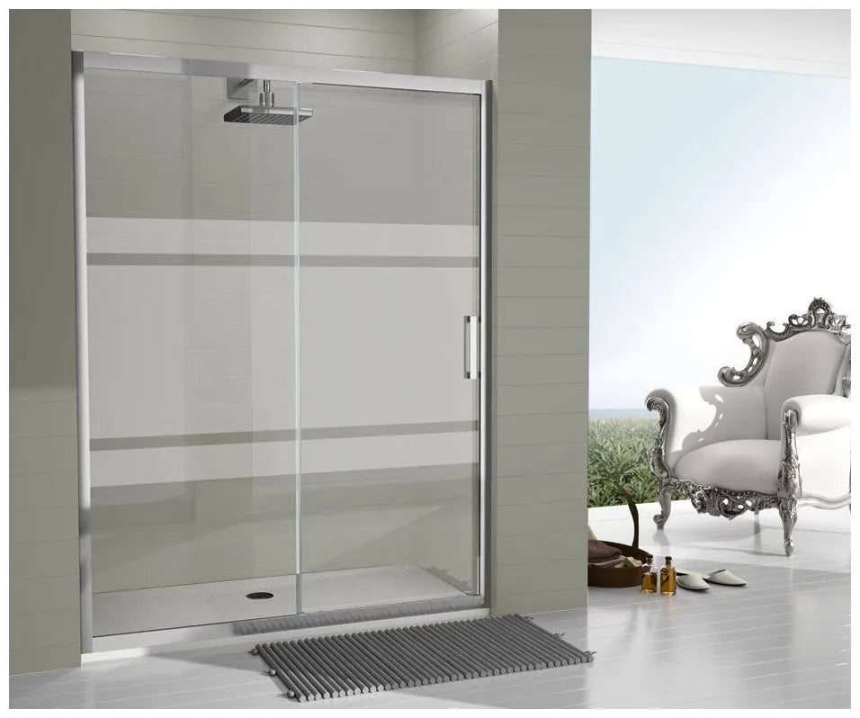 Mampara de ducha corredera en cristal templado Bali decorado TR102 Kassandra 0