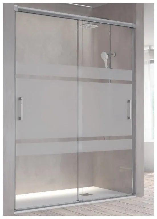 Mampara frontal de dos puertas correderas para ducha con cristal templado BT111 Kassandra 0