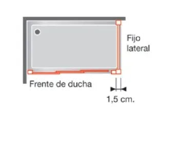Mampara frontal de puertas correderas con panel lateral fijo DI101+DI103 Kassandra 1