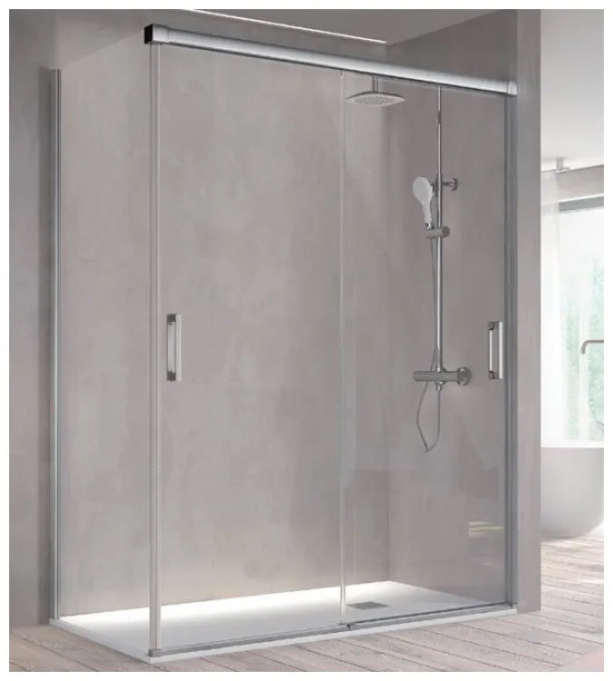 Mampara frontal decorada Bali con puertas correderas y lateral fijo BT111 Kassandra 0