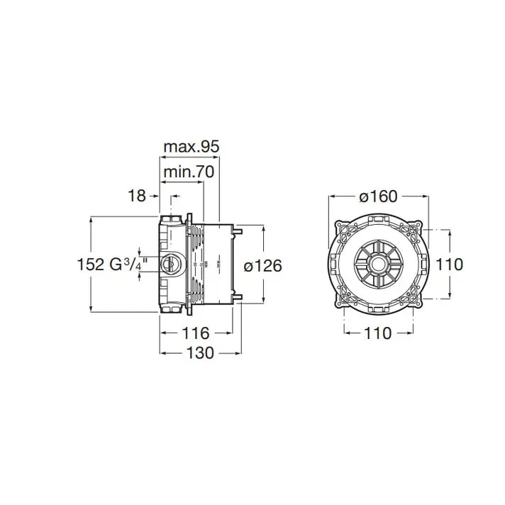 ROCA ONA A5A0B9ENB0 Mezclador para baño-ducha empotrable de 16cm de diámetro color negro mate - MerkiMarket