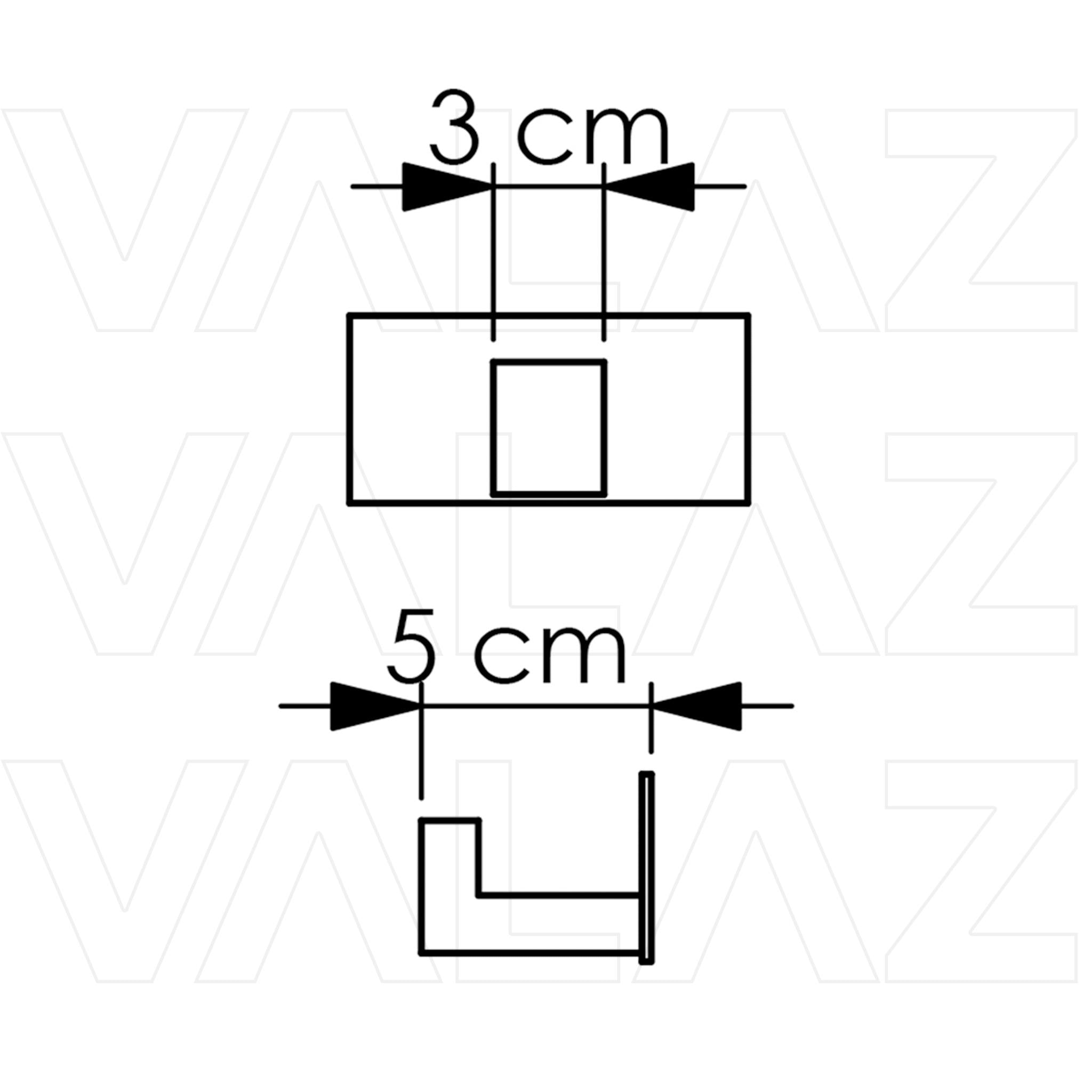 Percha cuadrada con adhesivo diseño elegante acabado oro mate con protección PVD de Valaz 1