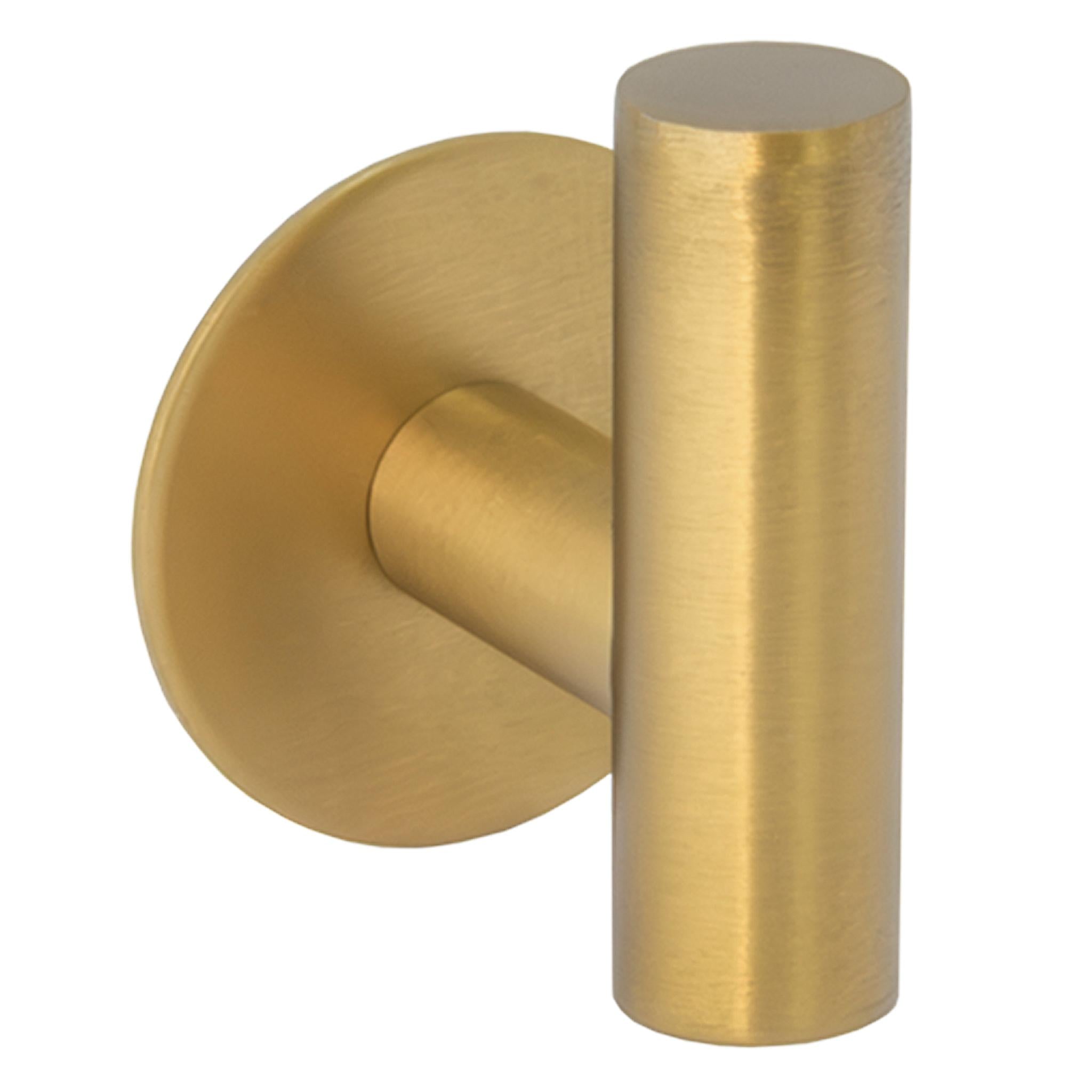 Percha diseño minimalista con acabado oro mate y protección PVD adhesiva sin taladro de Valaz 0