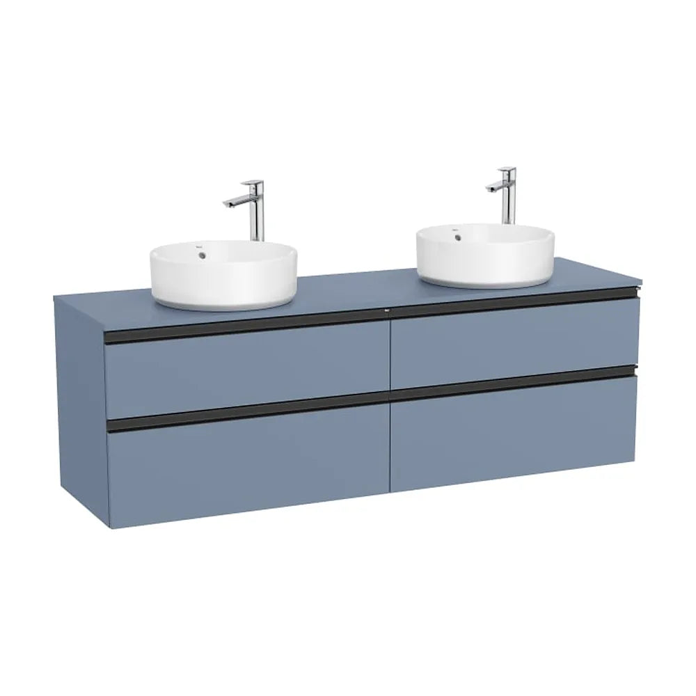 Mueble base suspendido cuatro cajones para dos lavabos sobre encimera 160x46x53 cm Roca - Vista 1
