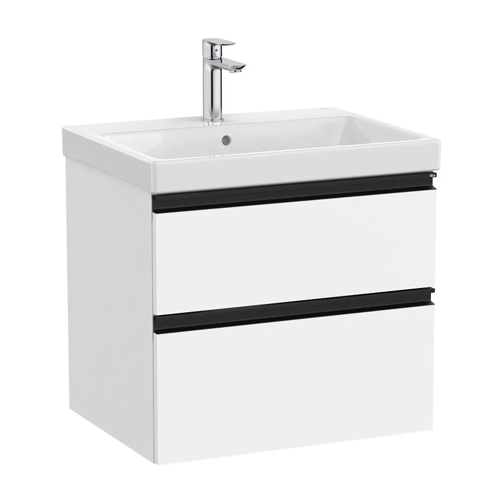 Mueble base con dos cajones y lavabo plus centrado 60 cm Blanco mate Roca - Vista 2