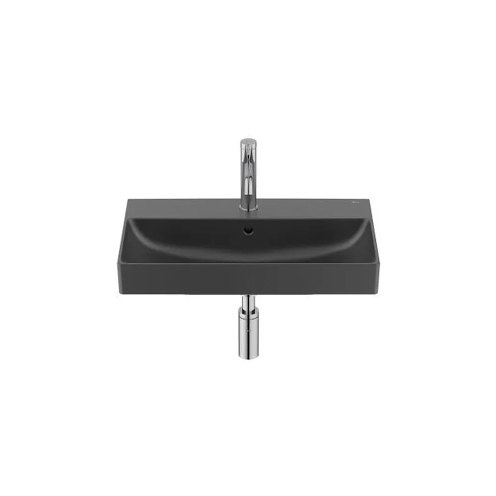 Lavabo mural compacto rectangular 60x36 cm Fineceramic negro mate Roca - Vista 1