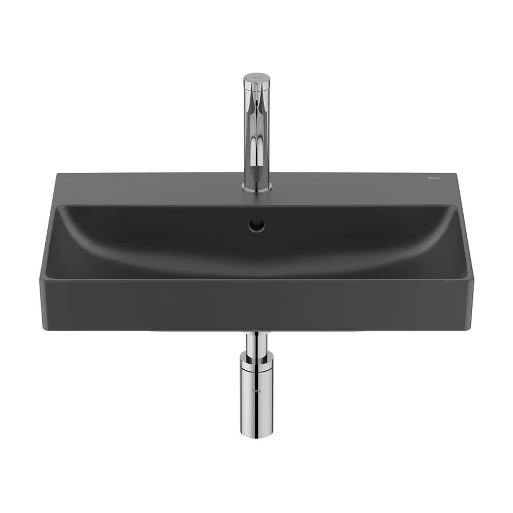 Lavabo mural compacto rectangular 60x36 cm Fineceramic negro mate Roca - Vista 2