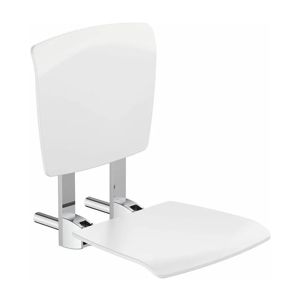 Asiento de ducha abatible portátil con respaldo blanco mate 50x37x49 cm Roca - Vista 2