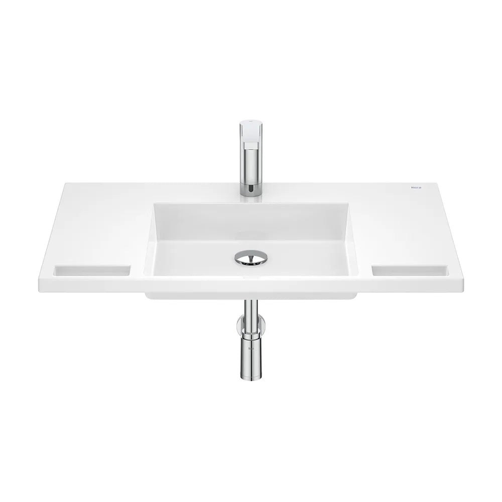 Lavabo mural de Stonex con toalleros integrados y fijación 85x55x13 cm Roca - Vista 2