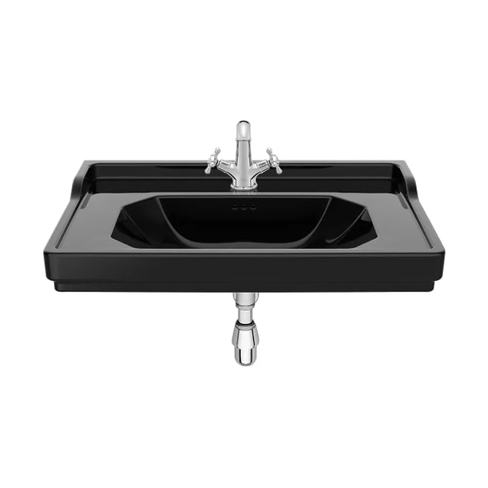 Lavabo mural porcelana con un orificio 80x50x22 cm color negro Roca - Vista 1