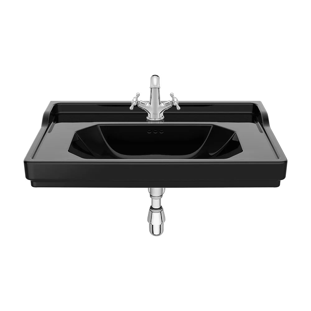 Lavabo mural porcelana con un orificio 80x50x22 cm color negro Roca - Vista 2