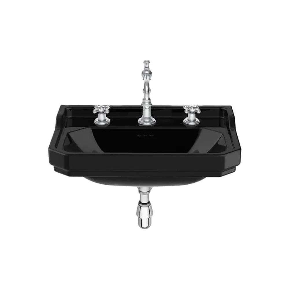 Lavabo mural porcelana con tres orificios para grifería color negro 65x48x22 cm Roca - Vista 1