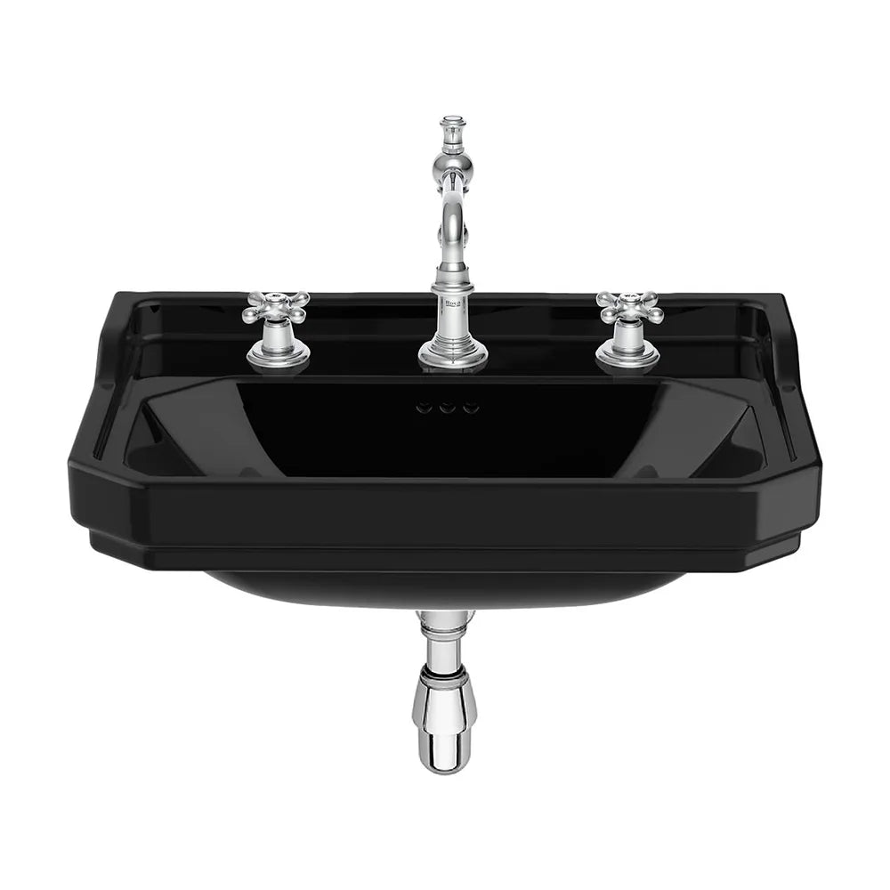 Lavabo mural porcelana con tres orificios para grifería color negro 65x48x22 cm Roca - Vista 2
