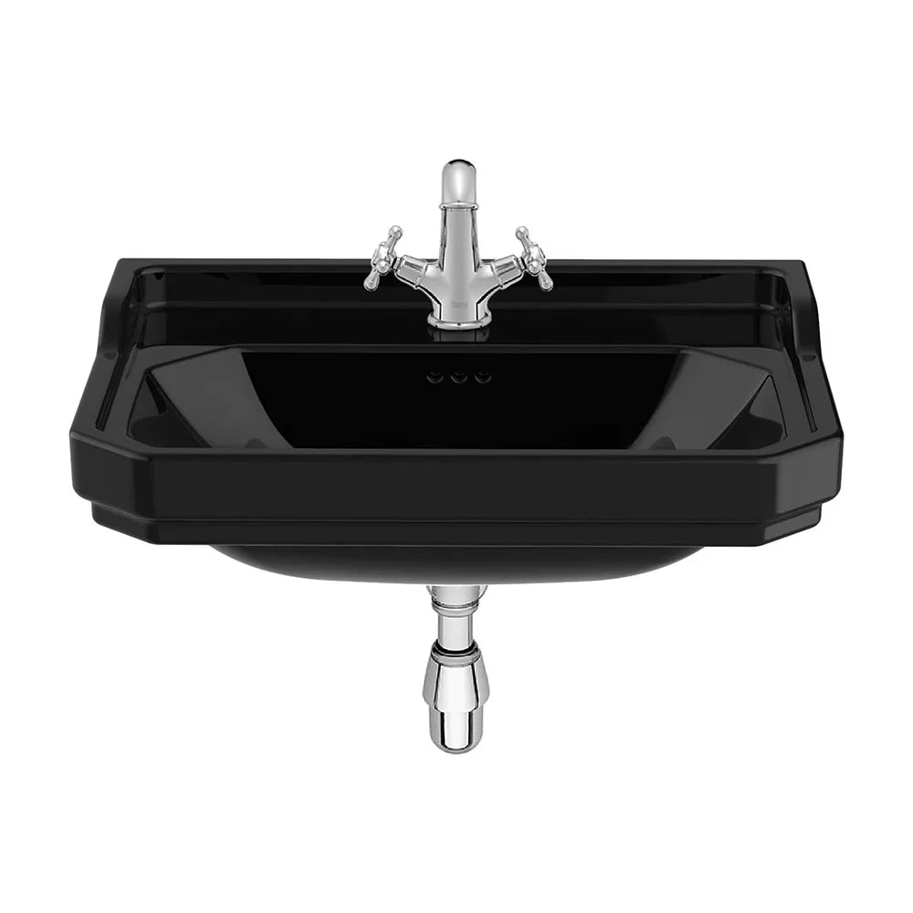 Lavabo mural porcelana cuadrado 65x48x22 cm con un orificio negro Roca - Vista 2