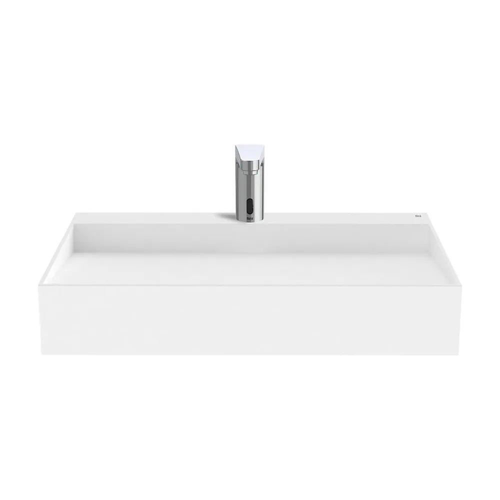 Lavabo mural cuadrado 65x55x12 5 cm Stonex blanco con repisa Roca - Vista 2