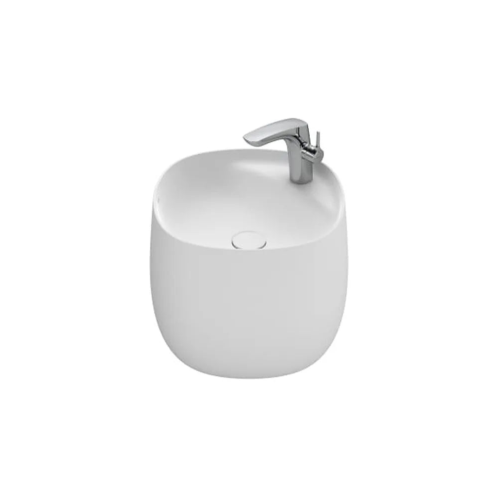 Lavabo mural con semipedestal integrado Fineceramic blanco mate 46x47x38 cm Roca - Vista 1