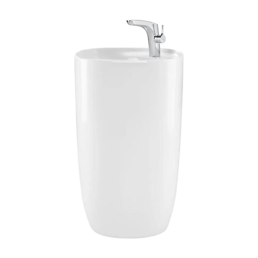 Lavabo Totem de Fineceramic con Desagüe Universal y Repisa Integrada 50x45x88cm Roca - Vista 1