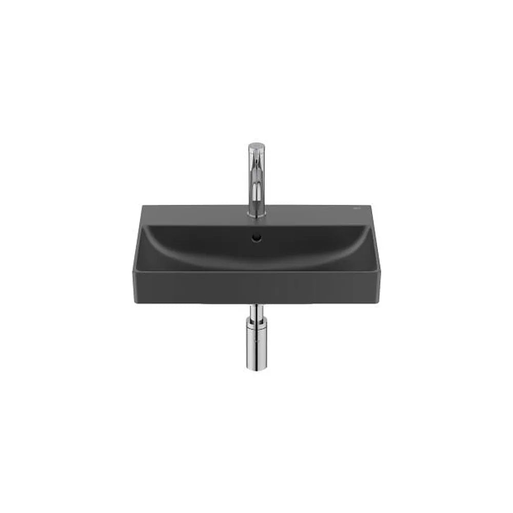 Lavabo Mural Compacto Rectangular Fineceramic 55x36x15cm Negro Roca - Vista 1