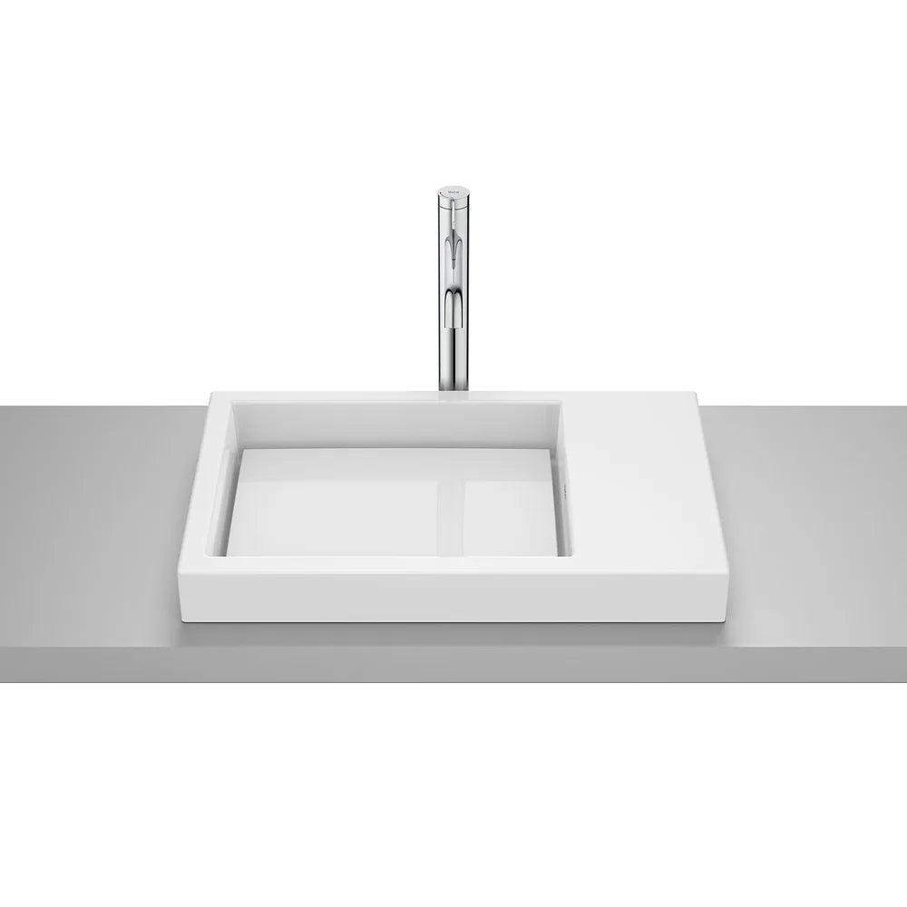 Lavabo de Encimera Rectangular Porcelana 60x38x7cm Blanco Roca - Vista 2