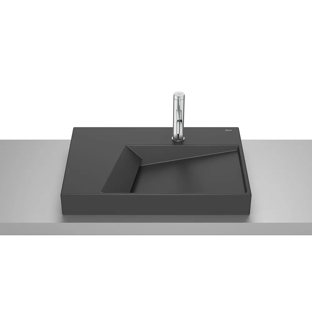 Lavabo de sobre encimera rectangular 60x42x8 cm porcelana negra Roca - Vista 2